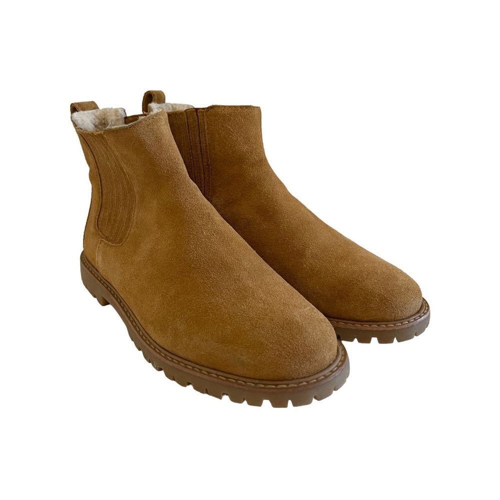 Madewell Size 8.5 The Carlin Shearling Chelsea Boot Ankle Boot Suede Rugged - Picture 7 of 14